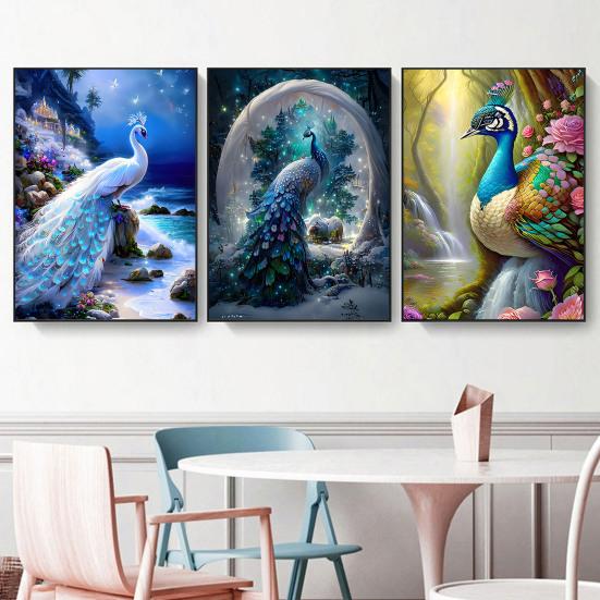 DIY алмазный художественный набор павлиний узор яркий цвет уменьшить стресс повысить уверенность квадратный круглый мозаичный комплект домашний декор