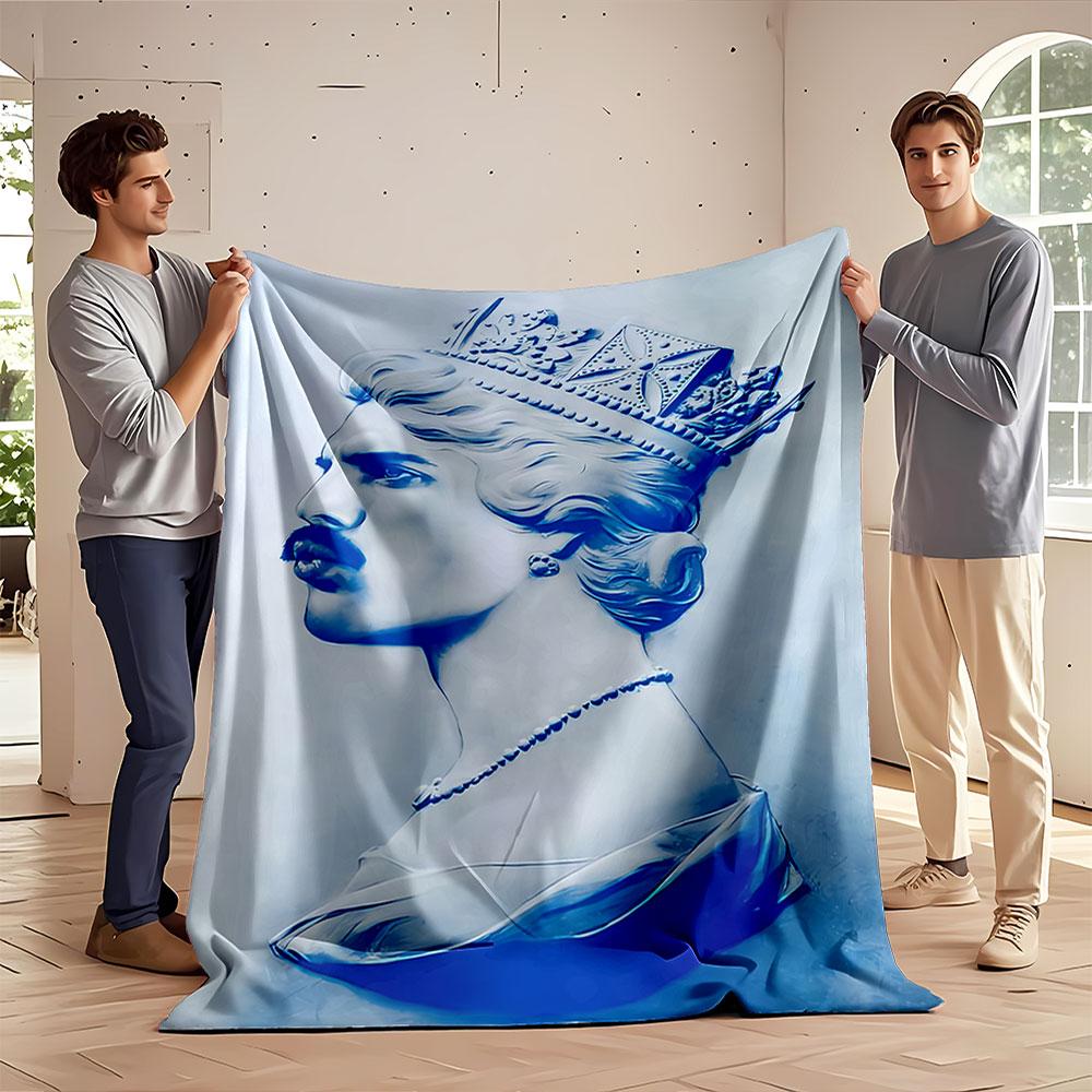Royal Blue Portrait Blanket for all seasons blanket lunch break throw gift