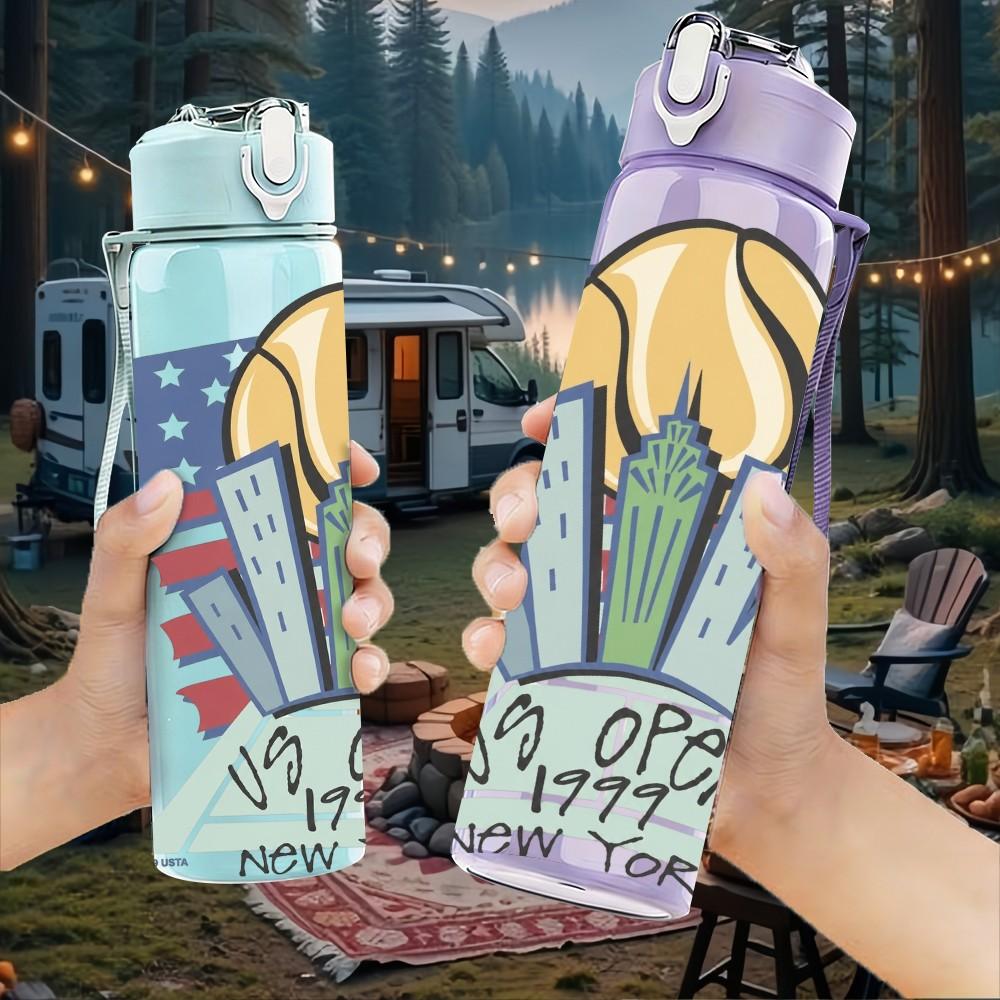 1PC Statue Of Liberty 750ml sports water bottle leakproof straw lid outdoor office home