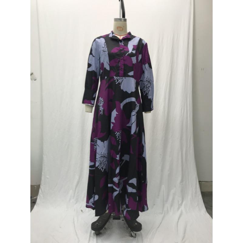 Женские летние длинные платья трапециевидной формы с цифровой печатью и талией