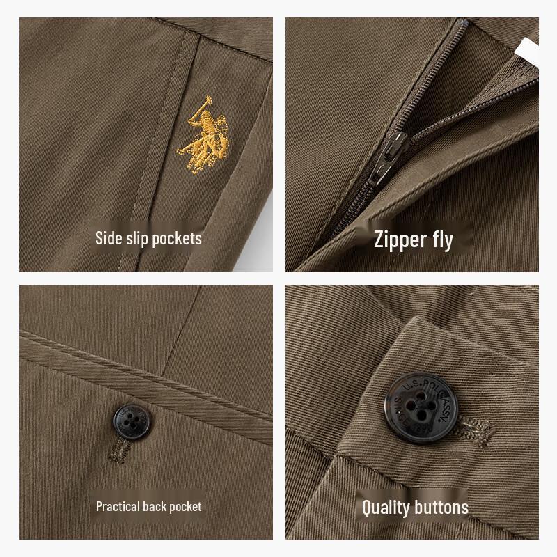 U.S. Polo Assn. Мужские брюки прямого кроя свободного облегания, не мнущиеся