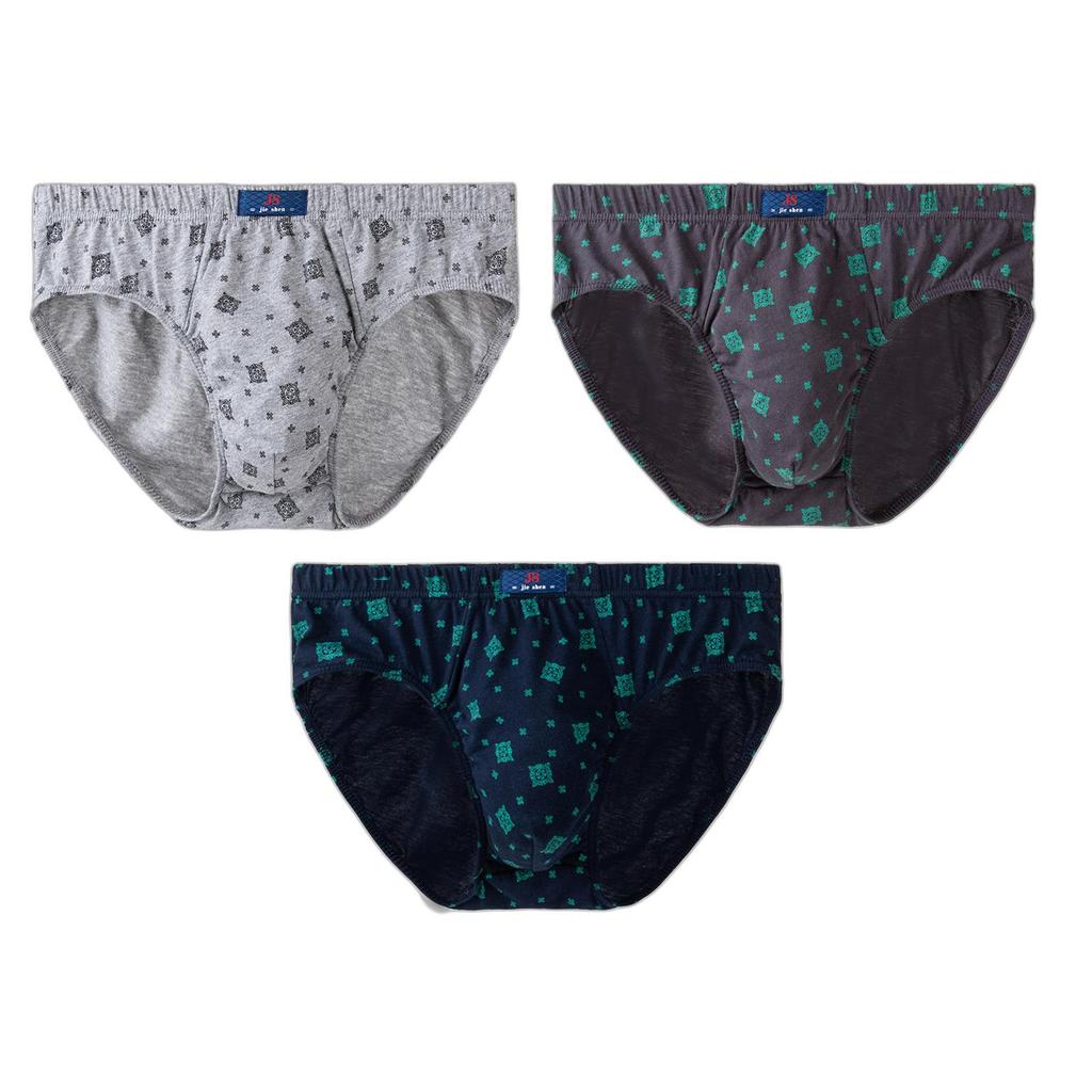 3Pcs Men's Cotton Briefs Knickers Printing Panties Breathable Underwear Youth Comfortable Underpants L XL XXL 3XL 4XL