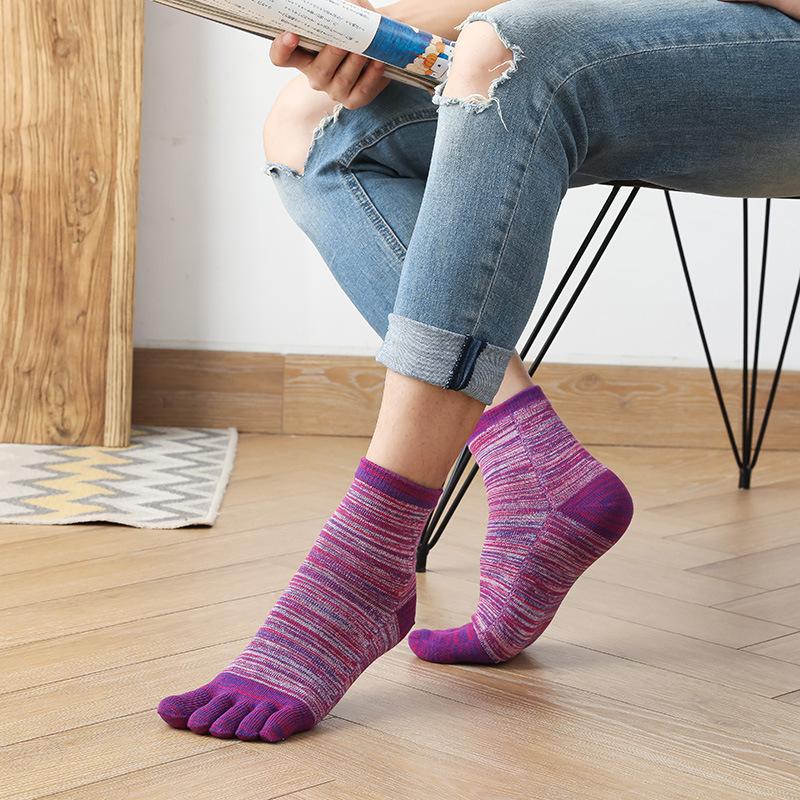 5 Pairs Cotton Happy Socks With Toes Colorful Young, Casual, Fashion Soft Elastic Five Finger Socks Street Fashion Sokken