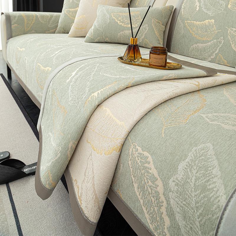 Light Luxury High-End Sofa Towel Cover Cloth Four-Season Universal Non-Slip Straight Row Seat Cushion New Leather Sofa Cushion