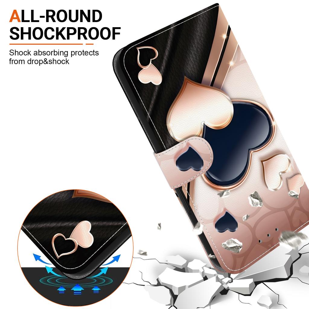 Handmade PU Leather Flip Case for Xiaomi 14T / Xiaomi 14T Pro Anti-Slip Shockproof Cover with Wrist Strap & Heart/Rose Cat Designs