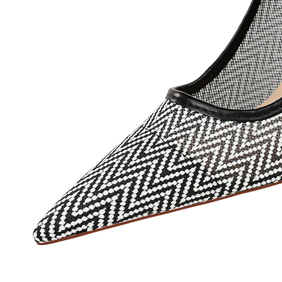 Модные женские туфли на высоком каблуке, острые сексуальные сетчатые туфли с открытым носком и кружевом