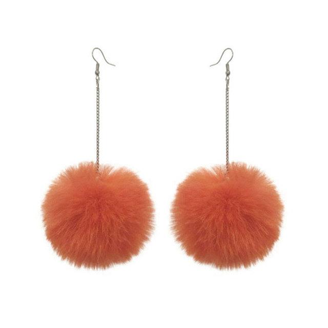 New Big Pompom Drop Earrings Fashion Soft Rabbit Fur Ball Pompom Pendant Long Dangle Earrings For Women Girl Party Gifts