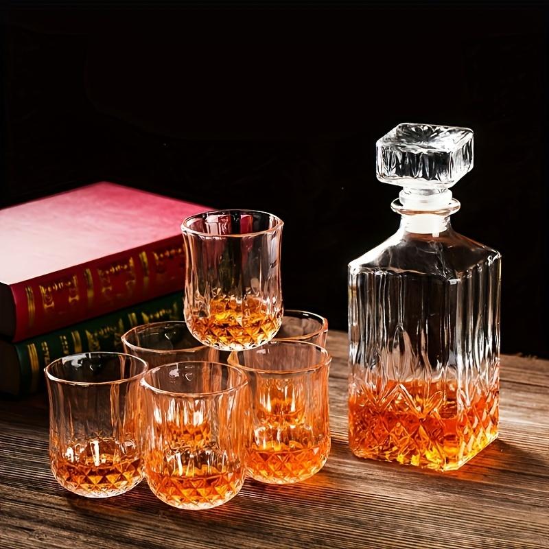 1 комплект стаканов для виски с 6 стаканами (графин: 9,4 дюйма / тумблеры: 3,15 дюйма Высота) Элегантная хрустальная посуда для домашнего бара, аксессуар из жемчужной пены, подарок