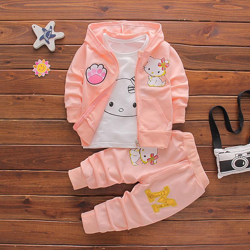 Baby Girl Fall Print Set Girl Clothes Three-piece Children's Clothes Fashion Outerwear