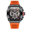 New Red Multi-function Fashion Waterproof Quartz Men's Watch Top Brand Luxury Silicone Tape Sports Chronograph Watch