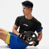 Li-Ning Простой логотип круглый вырез свитер короткий рукав фитнес рубашка мужские топы черный AUDU049-1