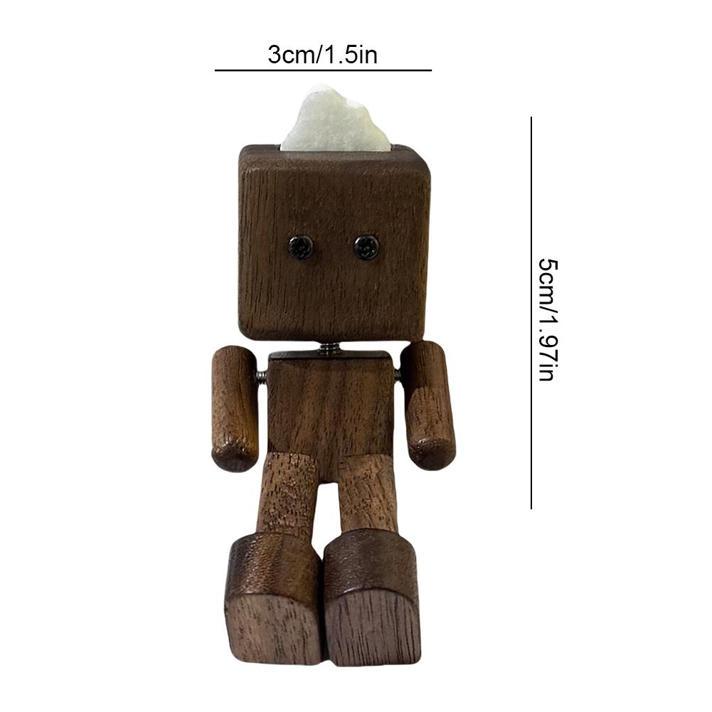 Shaking Wooden Man Figurine Multi-Purpose Cute Car Wood Ornaments Wear Resist Creative Handcrafted Statue for Home & Office