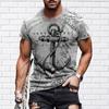 New Summer Men's Fashion T-shirt Ship's Anchor Printed Men's T-shirt Top