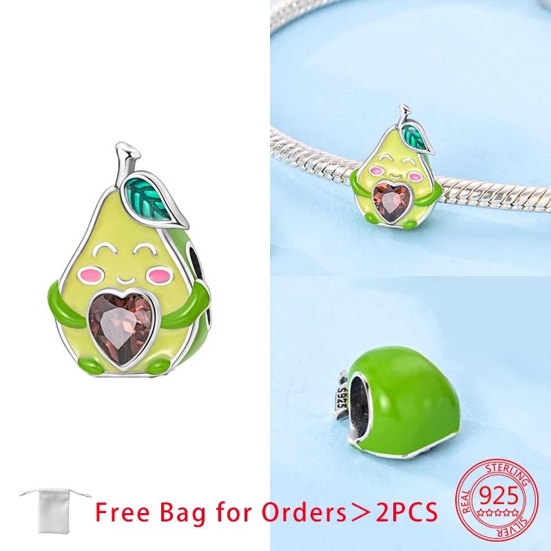 Медные Шармы на Годовщину Авокадо Клубника Вишня Бусины Подходят для Браслета Аксессуары Бусины Изготовление Украшений Украшения Подарок