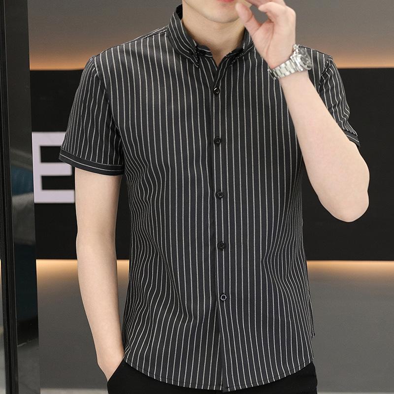 Senior Sense Shirt Men's Short-sleeved Trend Handsome Light Luxury Spring and Summer New Business Casual Striped Shirt
