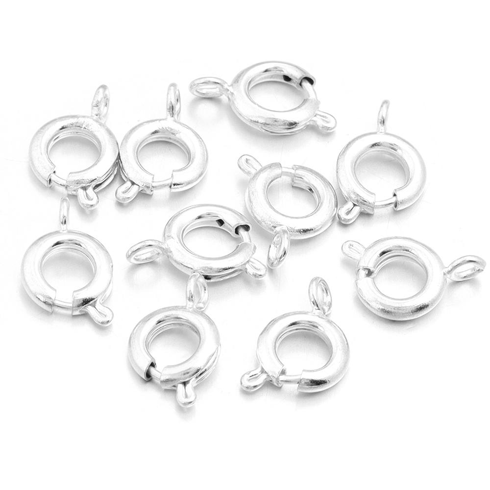 10pcs/lot Copper Round Spring Clasps Keychain Hooks Buckles End Connectors For Bracelet Necklace DIY Jewelry Making Accessories