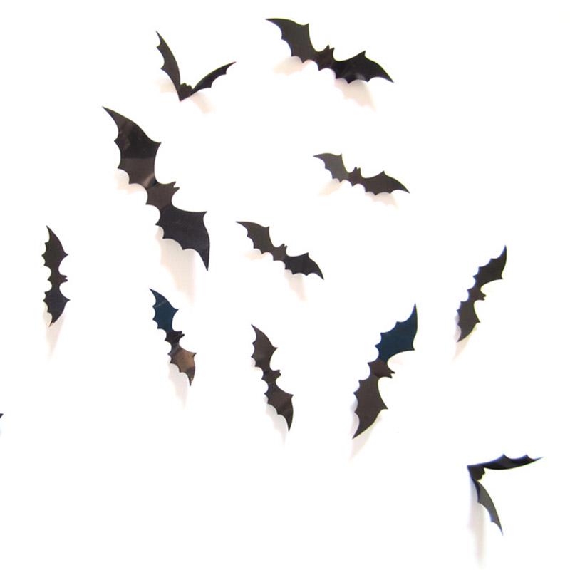 12Pcs 3D Bat Halloween Decoration PVC DIY Decor Wall Sticker Bar Party Decals Scary Bat Sticker