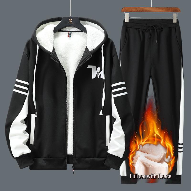 Fleece-Lined Boys' Hoodie - Thick Winter Jacket for Teenagers, Perfect for Autumn Sports and School