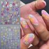 Small Fresh Flower Relief Nail Art Sticker Sweet Daisy Strawberry Flower Three-Dimensional Nail Decorative Sticker
