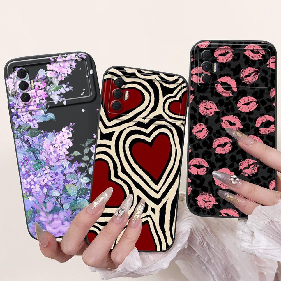 Phone Shell For Tecno Spark 8P Woman Fashion Flower Butterfly Coques For Tecno Spark 9T India Back Covers Soft Liquid Silicone