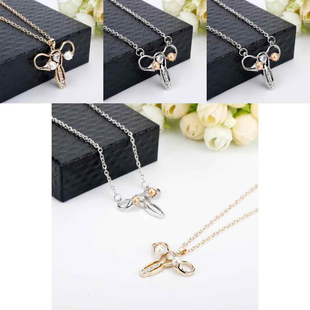 Trendy Uterine Modeling Pendant Necklace With Electroplated Alloy Chain For Women And Men