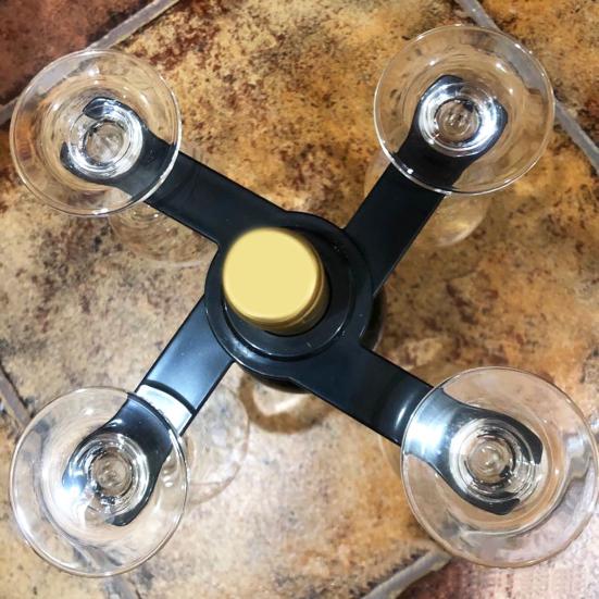 Foldable Wine Glass Holder Holds 4 Glasses 1 Bottle Space Saving Countertop Wine Bottle Glasses Display Rack Home Kitchen Bar Accessories