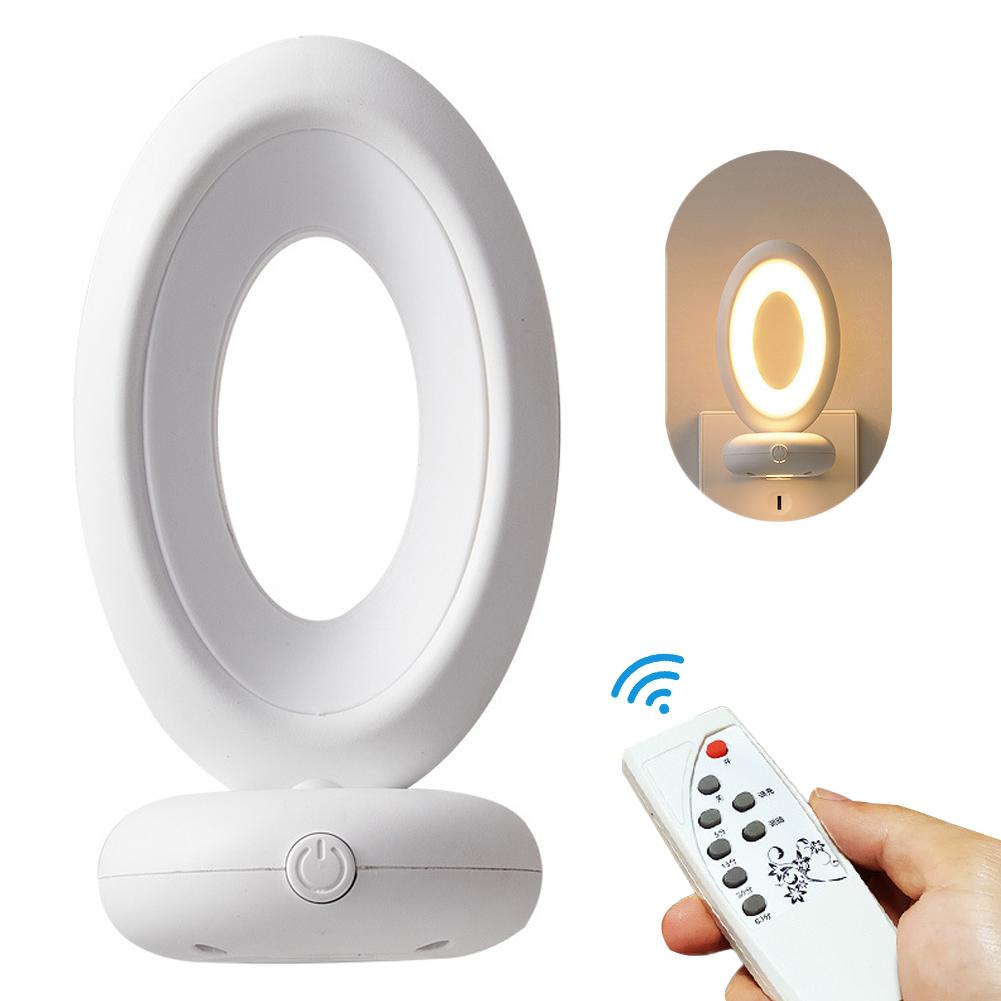 Creative Rotating Remote Control LED Night Light Plug-In Soft Light Eye Protection Sleep Atmosphere Bedroom Bedside Lamp