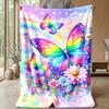 Unicorns Among Flowers and Butterflies Theme blanket Lightweight Warm Flannel Blanket Decorative Throw Blanket for Home Decoration