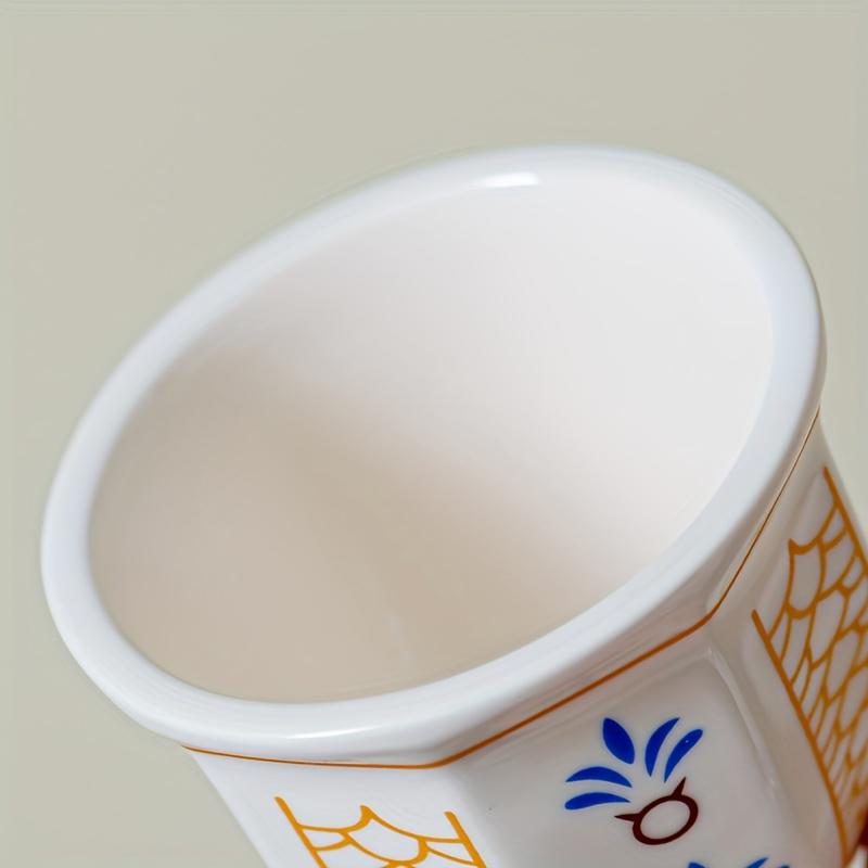 1 шт. Легко чистить Разные места Керамическая текстура Кофейная чашка Наслаждайтесь жизнью Комфортное прикосновение Дома Ретро дизайн с узором Церемония