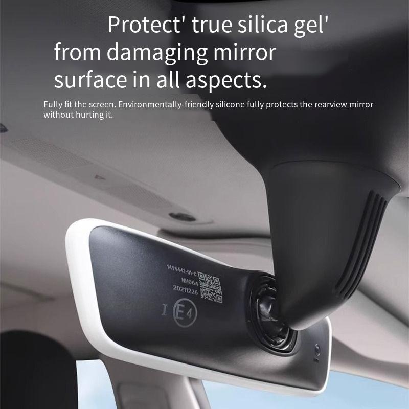 Suitable for Tesla Y interior accessories rearview mirror protective strip decorative silicone frame white pink strip