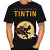 Summer Round Neck 3D Cartoon 'The Adventures of Tintin' Graphic Print Top Fashionable Casual Short Sleeved Men's T-shirts