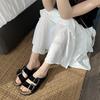 Classic Version~ Home Shoes Outer Shoes Retro Double Buckle Slippers Summer Versatile Soft-soled Cool Slippers Women's Outer Shoes