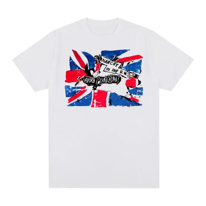 Sex Pistols "Anarchy In the U.K." Патриотичная футболка в стиле панк с Union Jack, Унисекс, Британский панк-рок, Уличная одежда, 100% хлопок, Повседневная футболка с коротким рукавом