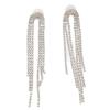 2 шт. Дугообразные линейные серьги-подвески со стразами, Женские серьги из сплава, Изысканные, Модные, Длинные серьги с кисточками, Ювелирные изделия, Серебристые
