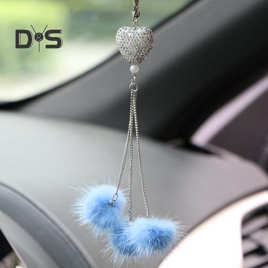 Подвесной кулон в форме сердца, аксессуары для зеркала заднего вида автомобиля со шнурком, легко подвешиваемые сверкающие подвесные подвески