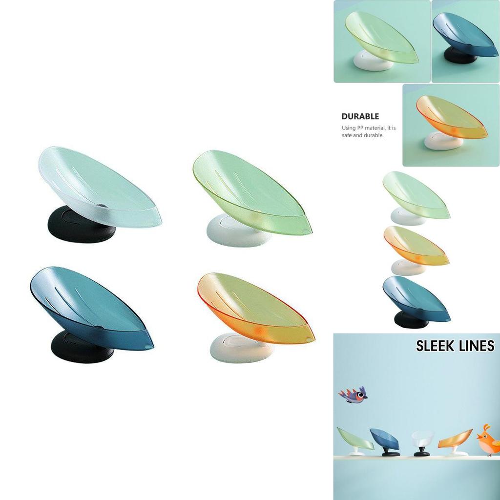 Мыльница в форме листа с дренажным поддоном и впечатляющим дизайном на присосках для ванных комнат