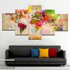 No Framed Created Color World Map 5 Piece Wall Art Canvas Print Posters Paintings Painting Living Room Home Decor Pictures