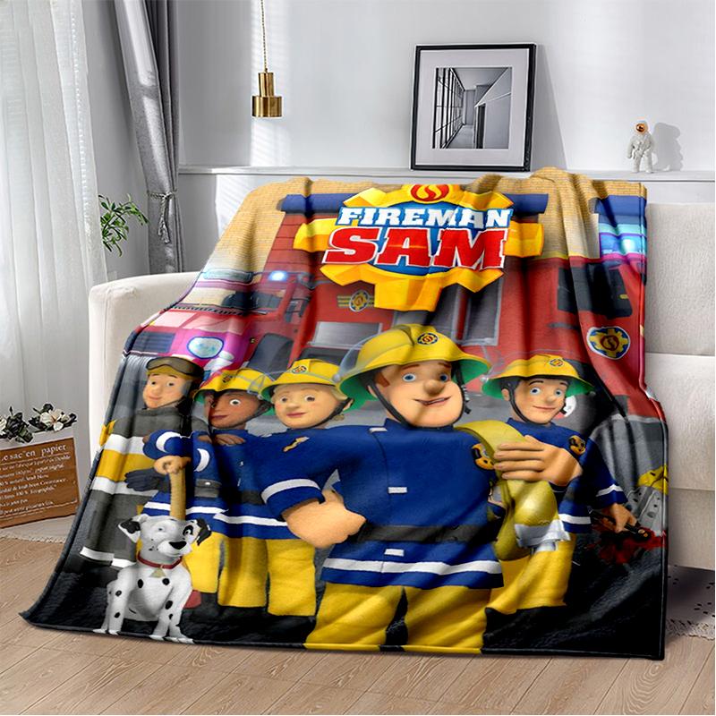 3D Classic Fireman Sam Child Cartoon Blanket,Soft Throw Blanket for Home Bedroom Bed Sofa Travel Picnic Cover Kids Gift