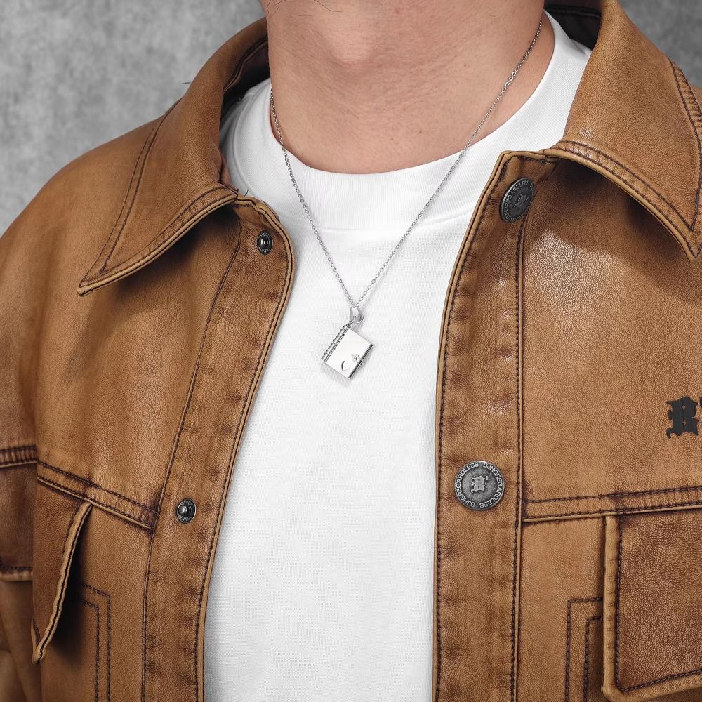 Openable Women's Sweater Chain Metal Lovers Choker Necklace Trendy Book Pendant Necklace Gift
