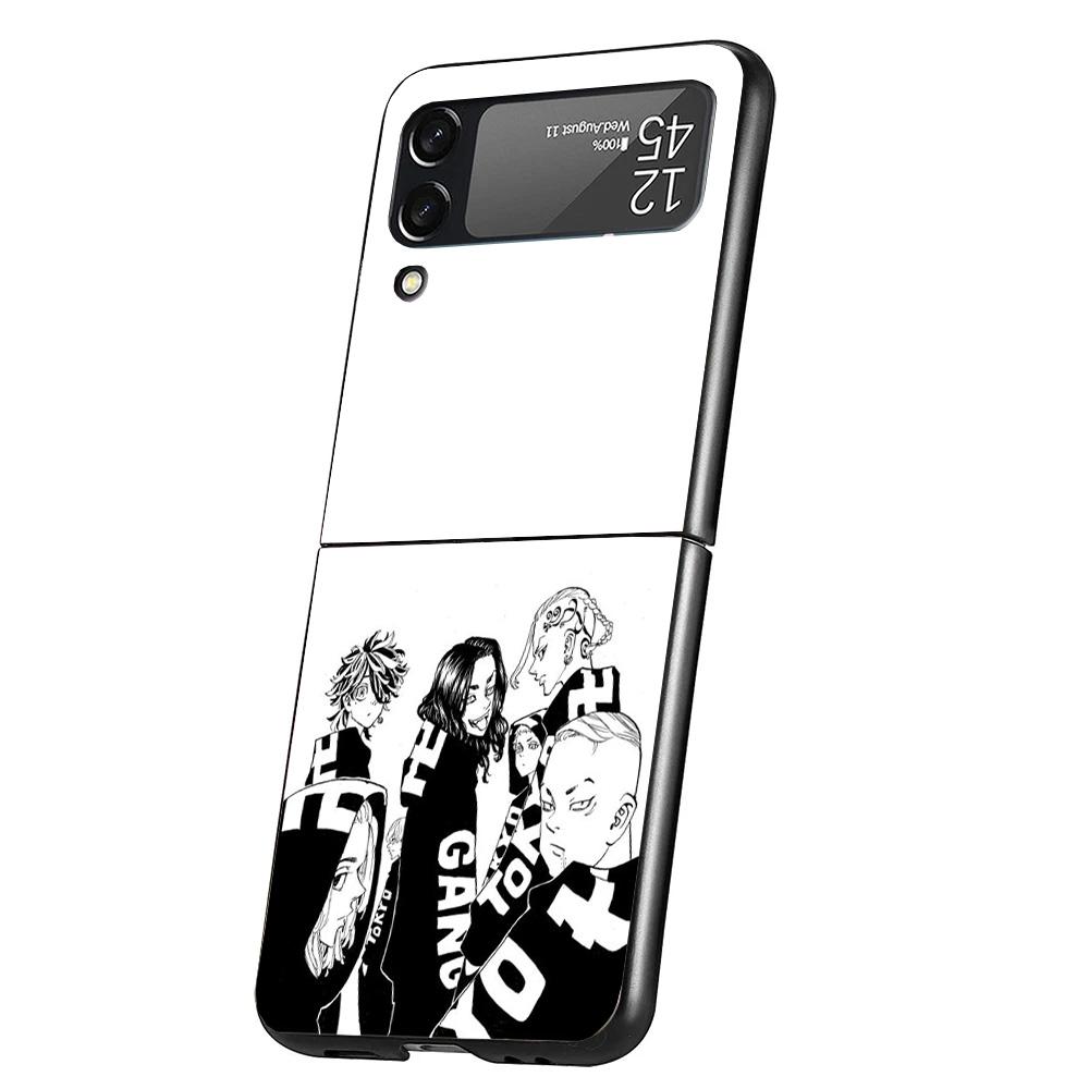 Tokyo Aevengers Black Anime Case Phone Cover for Samsung Galaxy Z Flip 7 6 5 4 3 5G ZFlip7 ZFlip6 ZFlip5 ZFlip4 ZFlip3 Black Fun