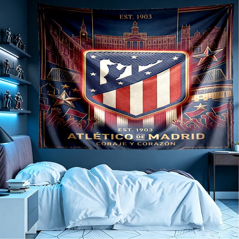 Club Atletico de Madrid Print Tapestry, Lightweight Wall Hanging, for Bedroom, Dorm, Living Room, Home Art Decor, Birthday Christmas Gift
