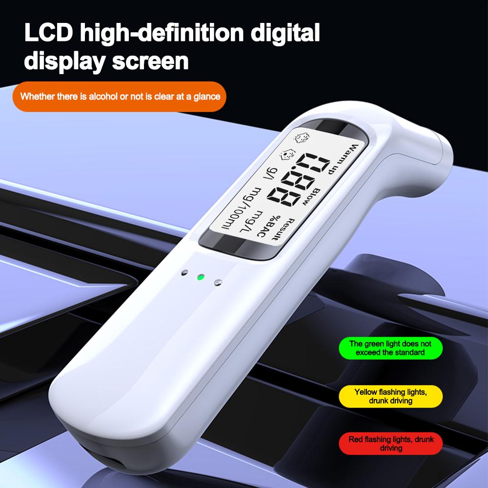 Бесконтактный высокоточный алкотестер Цифровой ЖК-экран USB Перезаряжаемый алкотестер Дыхательный анализатор для дома