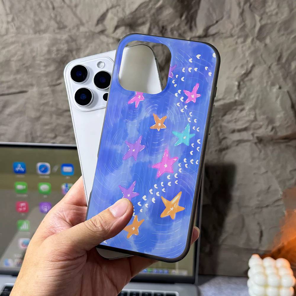 Мультяшный чехол со звездами для iPhone 16 15 17 Pro 11 12 13 14 Pro Max Plus Мягкий силиконовый чехол-оболочка с волнами