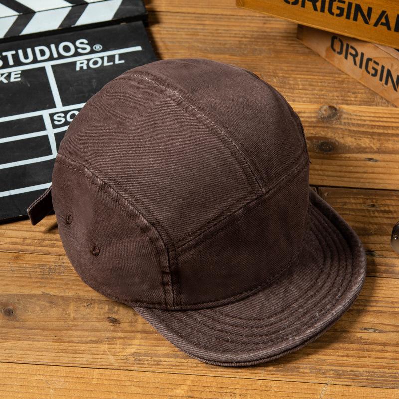 Japanese Retro Short Brim Heavy Industry Men'S Spring And Summer Washed Baseball Cap Tooling Style Color Matching Five-Piece Hat Tide Children