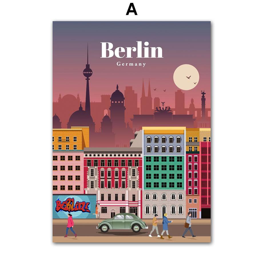 Настенная картина на холсте Берлин Германия путешествия карта города плакаты на скандинавскую тему и принты украшения дома настенные панно для гостиной