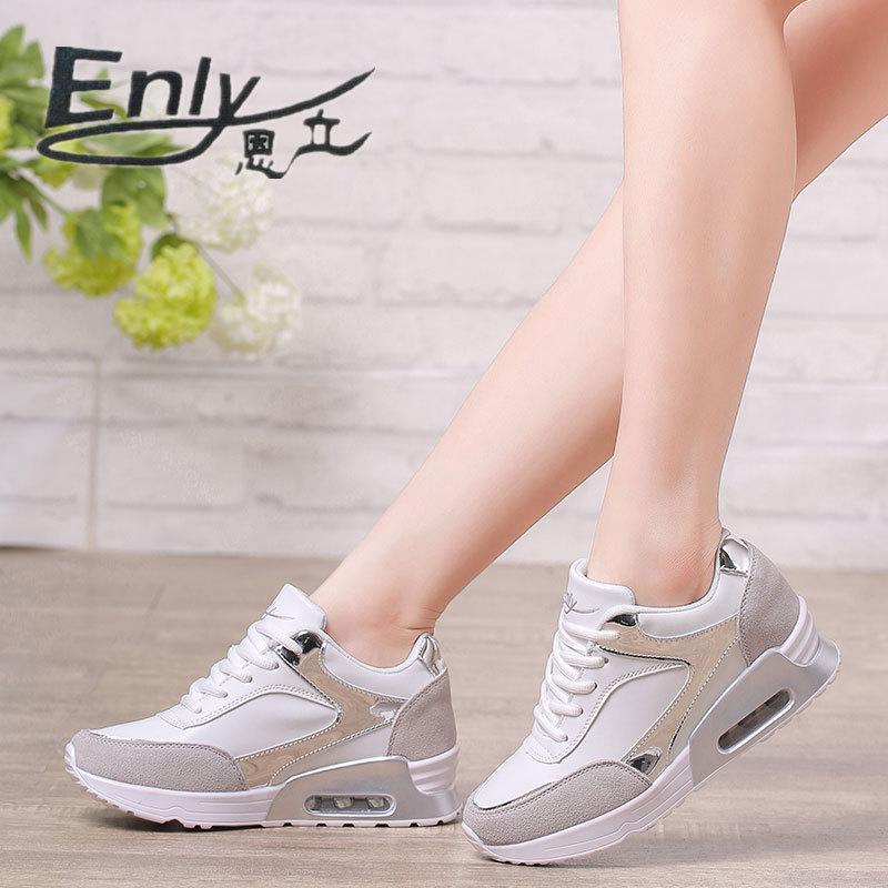 New 2025 height-increasing women's shoes Korean version lace-up air cushion running shoes women's sports shoes women's shoes