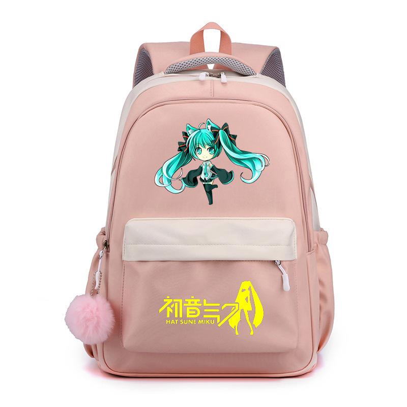Аниме Периферийные товары Hatsune Future Школьный рюкзак Рюкзак Мультяшный рюкзак Конфетный цвет Большая вместимость Студенческий школьный рюкзак Канцелярские товары