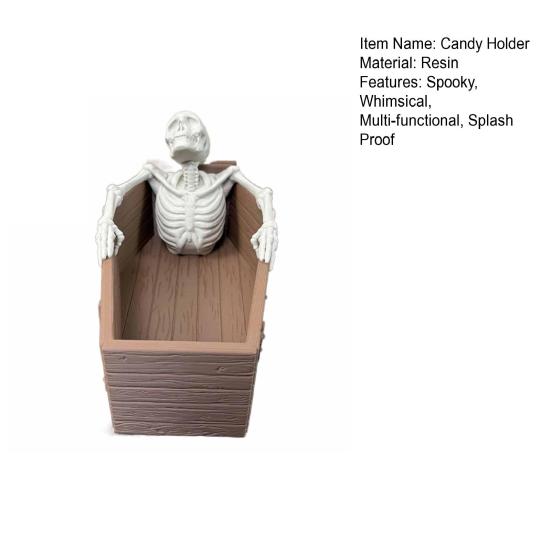 Готический держатель для конфет на Хэллоуин, коробка для конфет в форме гроба с 3D фигуркой скелета, жуткая настольная конфетница, маленький сервировочный поднос для угощений на Хэллоуинской вечеринке