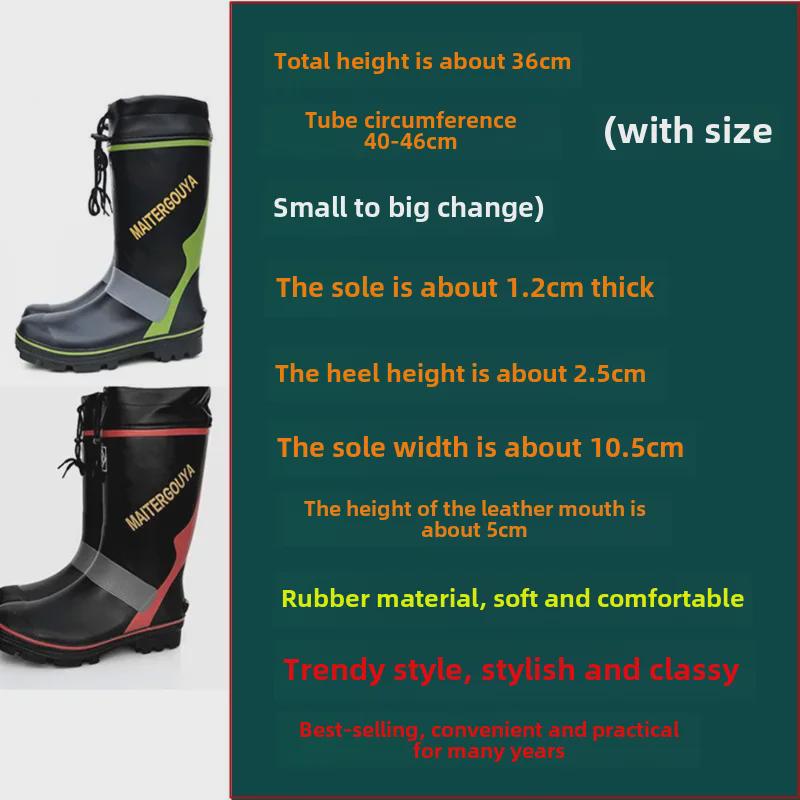 Men's Steel-Spiked Anti-Slip High Top Rubber Boots for Outdoor Fishing & Snow