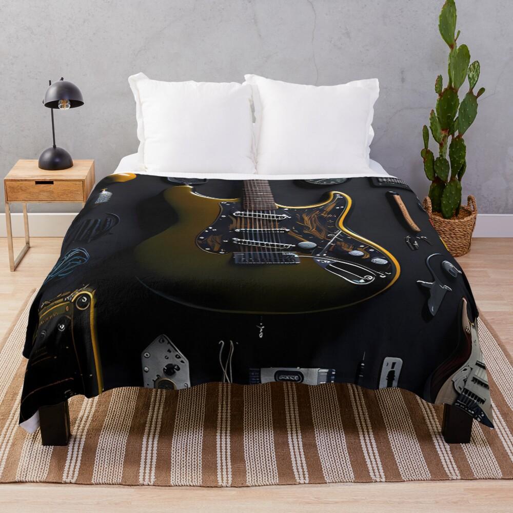 Electric Guitar Collection | Modern Music Studio Art Print Throw Blanket